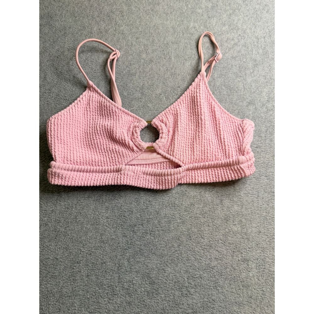 Aerie Real Good Pink Smocked Crinkle O-Ring Bikini Top Size Small S - Picture 1 of 3